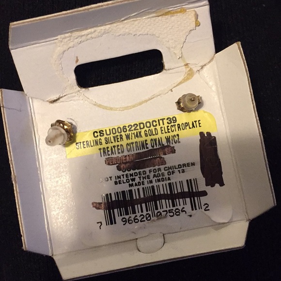 Citrine and CZ Sterling Silver with Gold-Plating Earrings - Picture 3 of 4